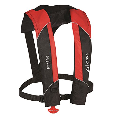 ONYX ABSOLUTE OUTDOOR M-24 MANUAL INFLATABLE VEST SIZE OVER 80LBS - RED - Like New
