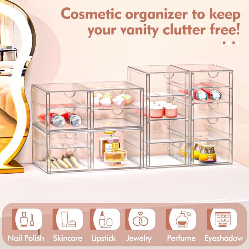 SNSLXH MAKEUP ORGANIZER 16 DRAWERS ACRYLIC CLEAR DRAWER ORGANIZER - CLEAR Like New