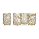 MIKASA COLOR SWIRL HONEY SET OF 4 DOUBLE OLD FASHION DRINKING GLASSES - GOLD - Like New