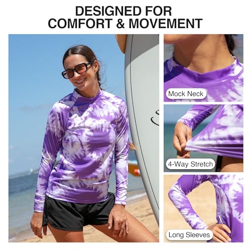 KANU SURF WOMENS KERI LONG-SLEEVE UPF 50+ RASHGUARD SIZE: WOMEN L - BEACH PURPLE - Like New