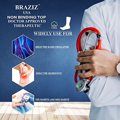 BRAZIZ 12 PAIRS NON-BINDING CUSHION COTTON DIABETIC CREW SOCKS WOMEN’S - BLACK - Brand New