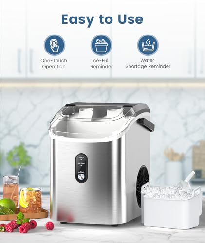 COWSAR NUGGET ICE MAKER COUNTERTOP PEBBLE MACHINE ONE-MORE OPERATION - SILVER - Like New
