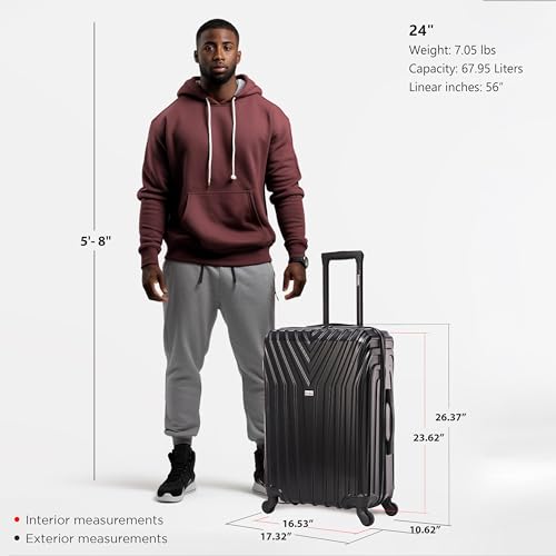 InUSA VASTY Luggage Spinner Wheels Durable Lightweight Hardside Suitcase - Black - Like New