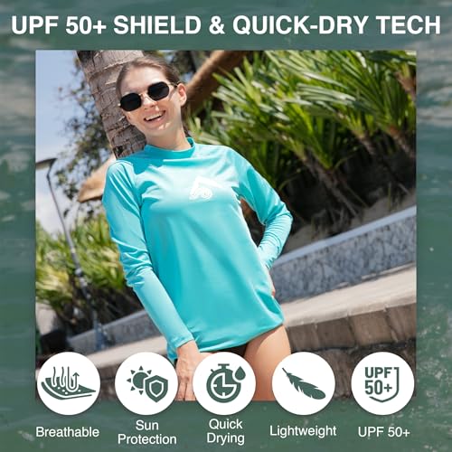 KANU SURF WOMENS KERI LONG-SLEEVE UPF 50+ RASHGUARD SIZE WOMEN L AQUA - Like New