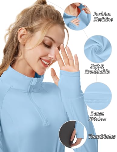 FKEEP WOMEN'S SUN SHIRTS LONG SLEEVE ATHLETIC UPF 50+ TOP WOMEN XS - LIGHT BLUE - Brand New