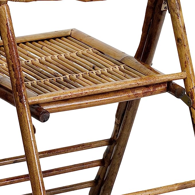 Flash Furniture American Champion Bamboo Folding Chair 4 Pack 4X62111BAM - Brown - Like New