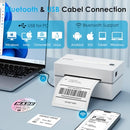 KNAON BLUETOOTH THERMAL SHIPPING LABEL PRINTER, 4X6 PORTABEL THERMAL - WHITE - Like New