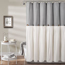 LUSH DECOR LINEN BUTTON SHOWER CURTAIN 72" W X 72" L 54512014 - WHITE/GRAY - Like New