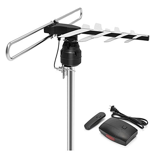 1byone Outdoor HD TV Antenna 85 Mile Range 360 Degree Rotating 49.2ft - Black Like New