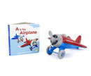 GREEN TOYS AIRPLANE & BOARD BOOK (AIRPLANE COLOR MAY VARY) - RED/BLUE/GRAY - Like New