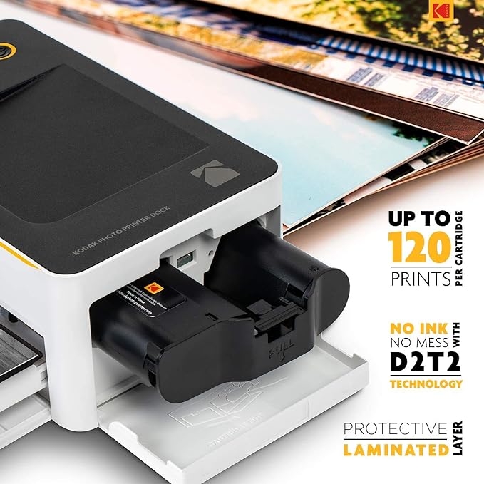 Kodak Dock & Wi-Fi Portable 4x6” Instant Photo Printer PD450BT - Black/White - Like New