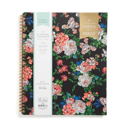 BLUE SKY DAY DESIGNER 2025-2026 WEEKLY MONTHLY ACADEMIC WIREBOUND - ROSE GARDEN - Brand New