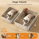 JOTESNEW 2 PACK XXXL STAINLESS STEEL LITTER BOX - STEEL - Like New
