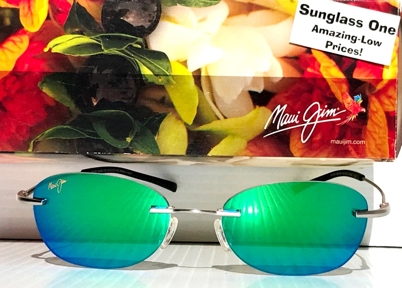 MAUI JIM AKI AKI MATTE SILVER FRAME POLARIZED GREEN MIRROR - Scratch & Dent