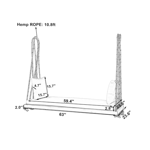 KTFHVGY Outdoor Patio Wooden Swing Chair, 2 Seater with Cushions - Natural-01 - Like New