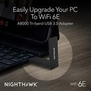 NETGEAR NIGHTHAWK WIFI 6 OR 6E USB 3.0 ADAPTER A8000 AXE3000 TRI-BAND - BLACK - Like New