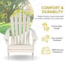 SHINE COMPANY WESTPORT WOODEN ADIRONDACK CHAIR, PRE-ASSEMBLED, EGGSHELL-WHITE - Like New