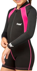 Cressi Kids Swimsuit Long Sleeve One Piece Swimsuits, Black/Pink, M - Brand New