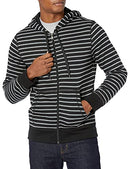 AMAZON ESSENTIALS MEN'S FULL-ZIP FLEECE HOODIE SIZE: MEN 2XL BLACK GRAY STRIPE - Like New