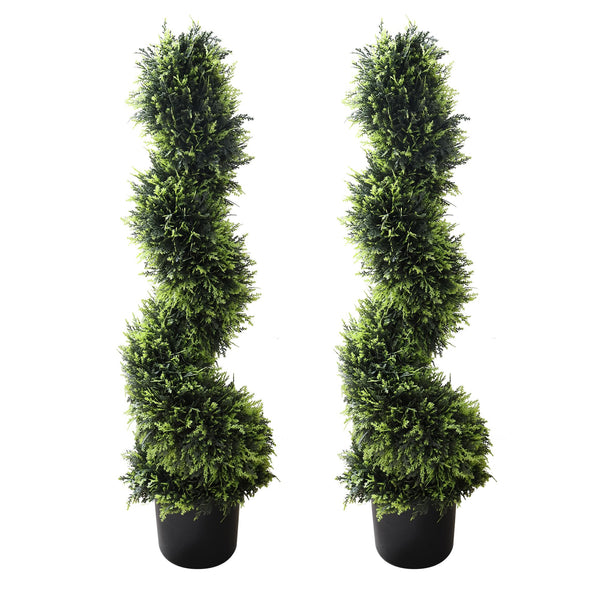 AUMMOOH 39 Inch Boxwood Artificial Cedar Spiral Topiary Trees - Scratch & Dent