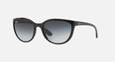 RAY-BAN SUNGLASSES - POLISHED BLACK FRAME, GRAY GRADIENT LENSES, 59-20-130 3N - Like New