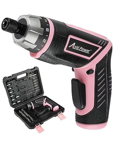 AVID POWER ELECTRIC CORDLESS SCREWDRIVER SET RECHARGEABLE 4V 44PCS - PINK - Like New
