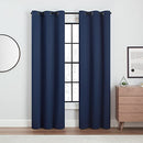 ECLIPSE ANDOVER SOLID TRIPLEWEAVE THERMAL GROMMET CURTAINS, 42"X84", NAVY BLUE - Like New