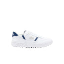 50SMA0181 LACOSTE MEN T-CLIP GOLF LEATHER GOLF SHOES SIZE 10 WHITE/NAVY - Like New