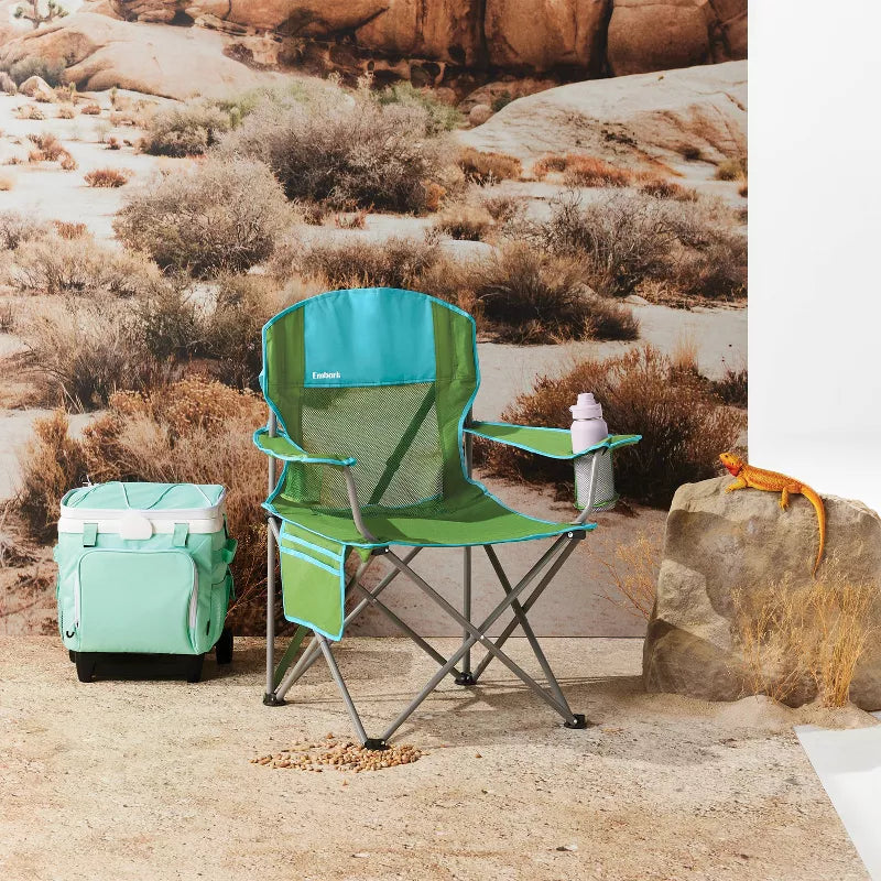 EMBARK OVERSIZED OUTDOOR PORTABLE MESH CAMP CHAIR, 38.8H X 35.4W - GREEN - Like New