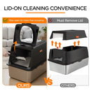 KERHOUZE STAINLESS STEEL LITTER BOX LID ENCLOSED LARGE CAT LITTER BOX - BLACK - Like New