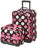 Rockland Fashion Luggage SetExpandable 14/19 F102 - Black W/ Pink/Gray Dots - Like New