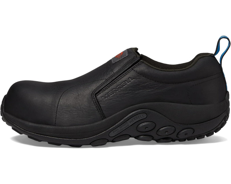 MERRELL MEN'S JUNGLE MOC LEATHER COMPOSITE TOE WIDE WIDTH SHOE - 10M - BLACK - Like New