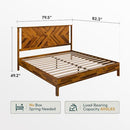 BME VIVIAN 14 INCH DELUXE BED FRAME WITH HEADBOARD, KING - RUSTIC GOLDEN BROWN - Like New