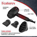 CHI LAVA HAIR DRYER GF833 - RED/BLACK - Like New