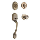 Kwikset Belleview Front Door Lock Handle Deadbolt Set 96870-098 - ANTIQUE BRASS - Like New