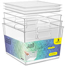 EZEE SPACE 3PK CLEAR PLASTIC STORAGE BINS WITH LIDS - 8X10 - CLEAR - Like New