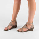 Journee Collection Womens - Trayle Back Heel Zip Wedge Sandals Size: 8 - Gray - Brand New