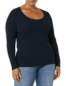 AMAZON ESSENTIALS LONG-SLEEVE SWEATER FINE GAUGE STRETCH SCOOP NECK XS NAVY - Like New