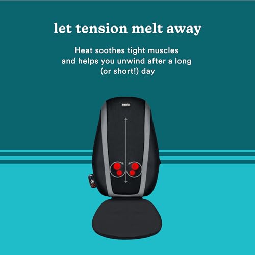 HOMEDICS SHIATSU MASSAGE CUSHION HEAT DEEP-KNEADING - BLACK/GRAY - Like New