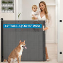 BULUBAKY EXTRA TALL SAFETY RETRACTABLE BABY GATE BLACK, 42" TALL X 55" WIDE - Like New