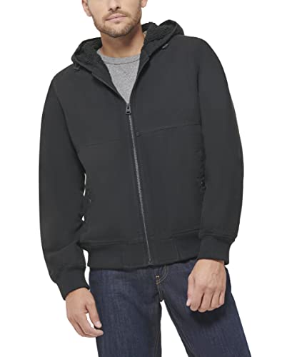 LEVI'S WORKWEAR FAUX SHEARLING LINED COTTON CANVAS JACKET, SIZE L, BLACK - Brand New