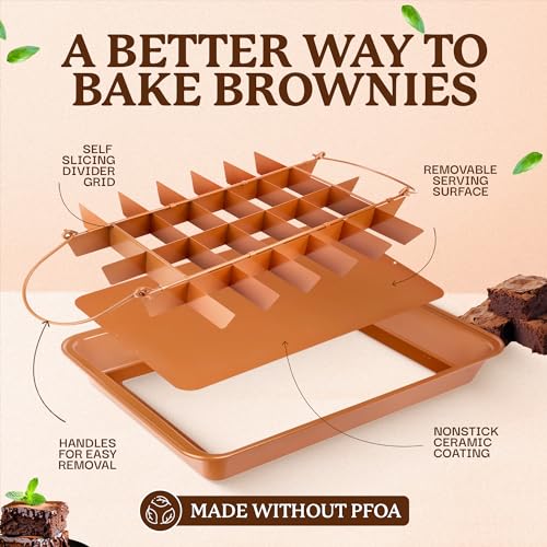 GOTHAM STEEL XL BROWNIE PAN DIVIDERS BAKING ALL EDGE BROWNIES - BROWN - Like New