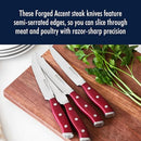 HENCKELS RAZOR-SHARP STEAK KNIFE GERMAN ENGINEERED SET OF 4, 19547-004, RED - Like New