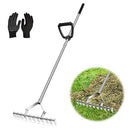 ZZM Thatch Rake 15.7 Inch Lawn Thatching Rake Dethatching Back-Saving Handle - Brand New