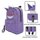 Bioworld Pokemon Gengar Character 16" Backpack Chunky Webbing Strap - Black - Brand New