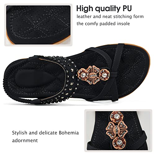 ALICEGANA WOMENS SANDALS SHOES COMFORT WALKING NON SLIP - SIZE: WOMEN 7, BLACK - Like New