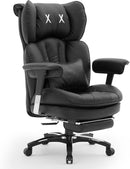 EFOMAO ERGONOMIC OFFICE CHAIR 180KG CAPACITY, PU LEATHER,LUMBAR SUPPORT - BLACK - Like New