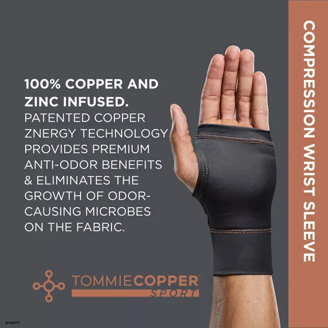 TOMMIE COPPER SPORT COMPRESSION WRIST SLEEVE - LARGE/XL - BLACK - Like New