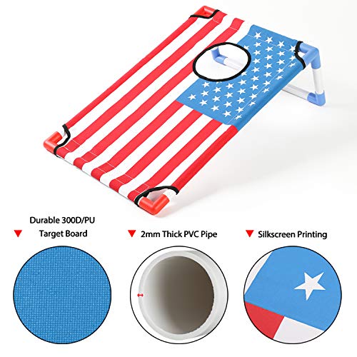 A11N SPORTS Portable PVC Framed Cornhole Game Set 8 Bean Bags Carrying Bag Flag - Like New
