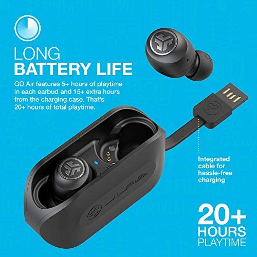 JLab Go Air True Wireless Bluetooth Earbuds + Charging Case Black EBGOAIRRBLK82 New